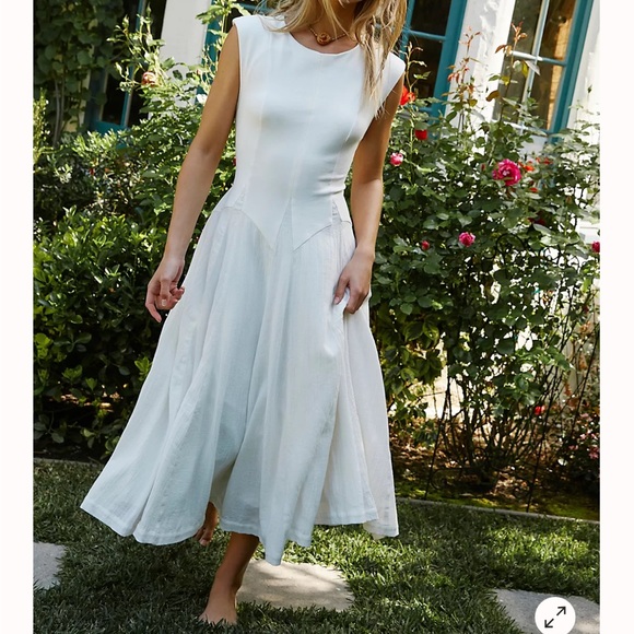 free people ryo drop waist cotton midi dress - Picture 2 of 5